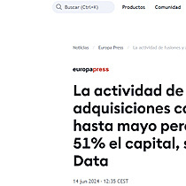 La actividad de fusiones y adquisiciones cae un 4% hasta mayo pero sube un 51% el capital, segn TTR Data